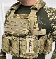 Плитконоска ASDAG с быстрым сбросом пиксель Cordura Жилет тактический крепление MOLLE под плиты 25 х 30см MAR