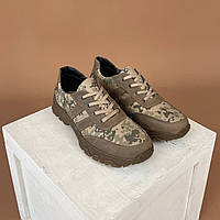 Кроссовки тактические весна кожаные койот пиксель (36 - 50р) вставки cordura Военная мужская обувь ЗСУ MAR