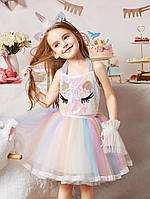 Детский нарядный костюм праздничный Единорог топ и фатиновая юбка р.110