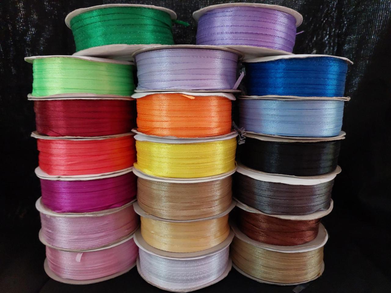 Стрічка атласна  0,3 см (рулон 80м), в асортименті, фото 1