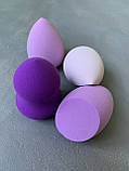 Набір б'юті-блендерів для макіяжу, фіолетовий 4 шт., фото 3