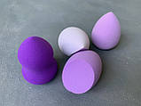 Набір б'юті-блендерів для макіяжу, фіолетовий 4 шт., фото 4