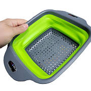 Друшляк A-Plus силіконовий складаний прямокутний 24х18,5х7,5 Зелений