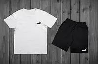 Летний комплект Puma Белая футболка черные шорты