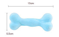 Жувальна іграшка кістка для собак, цуценят дентальна Dog Walking TPR Chew Bone 15 см блакитна, фото 3