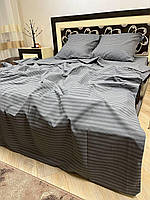 Комплект постельное белье 200х220 см евро Бязь Светло-серая полоска