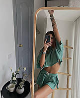 Женская нежная стильная пижама домашний костюм (свободные шортики + топ) ; размер 42-44, 46-48 Мятный, 42/44