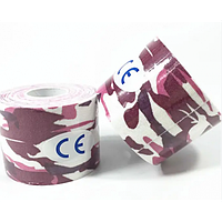 Тейп кінезіо 5 см, кінезіологічна стрічка Kinesiology Tape, 5 см, камуфляж Рожевий