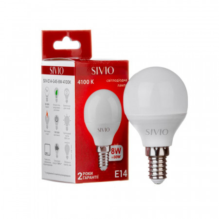 Світлодіодна лампа SIVIO LED Е14 куля 6W 3000K 220V