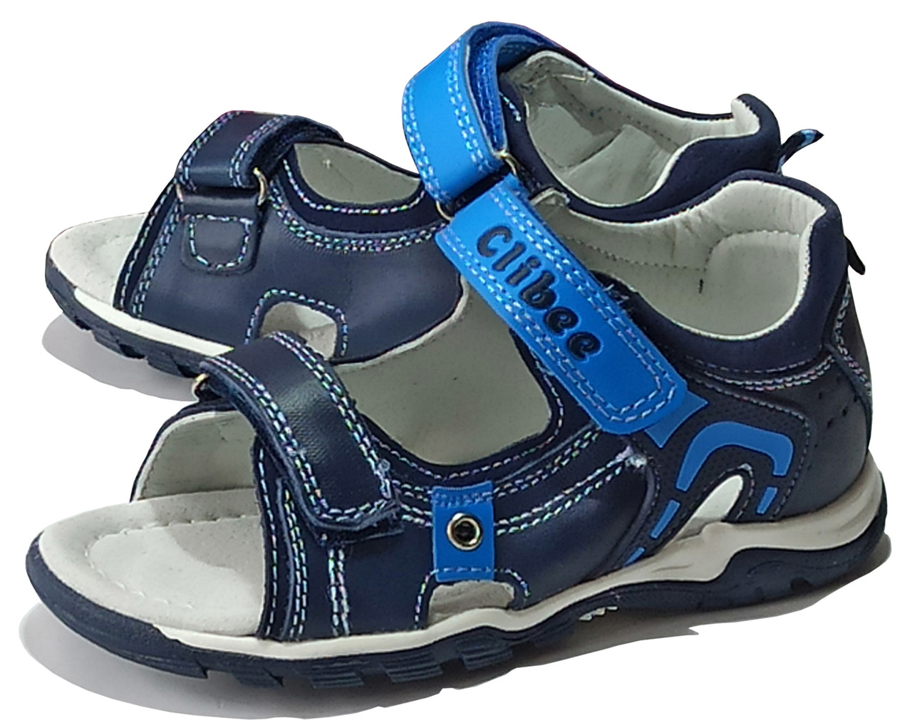 Ортопедичні шкіряні босоніжки сандалі клібі clibee взуття для хлопчика АВ-6 сині р.26