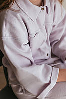 Сорочка бавовняна дитяча піджак літній з трикотажної вафлі на кнопках літня з кишенями 116, Лиловый