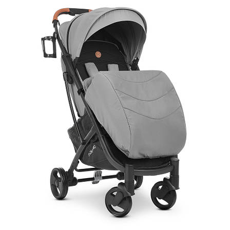 Дитяча прогулянкова коляска EL CAMINO M 3910 v.2 Storm Gray до 15кг чорний капюшон, фото 1
