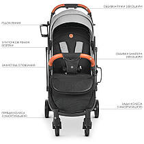 Дитяча прогулянкова коляска EL CAMINO M 3910 v.2 Storm Gray до 15кг чорний капюшон, фото 5