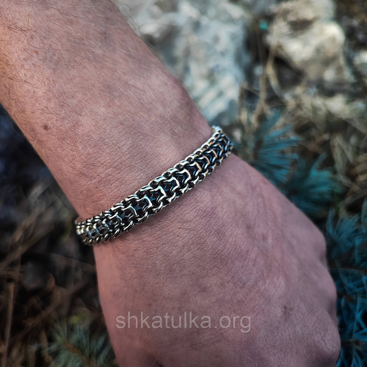 Чоловічий срібний браслет 925 проби імператор у чорненні 24135195