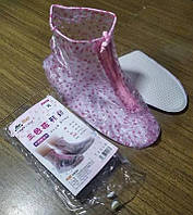 Водонепроницаемые чехлы-бахилы ПВХ на обувь от дождя размер M (26 см) Белые с принтом