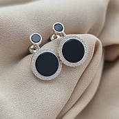 Сережки з оніксом сережки пусети з підвісками та цирконами