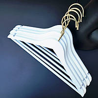 LUX Вешалки плечики деревянные для одежды, костюмов белые 5 шт., 44 см