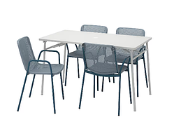 TORPARÖ Стіл+4 крісла, відкритий, білий/світло-сірий блакитний,130 см, 494.948.68