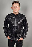Куртка для подростка 10-13 лет экокожа PELIN KIDS арт 720, Цвет Черный, Размер одежды подросток (по росту)