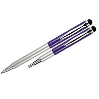 Ручка подарочная Zebra шариковая, синяя, стілус, корпус бузковий металік, (74413)