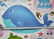Наклейка на стіну, наклейка ванну, у дитячу "собачка та котик - друзі риб" 75*110см (лист 50*70см), фото 3
