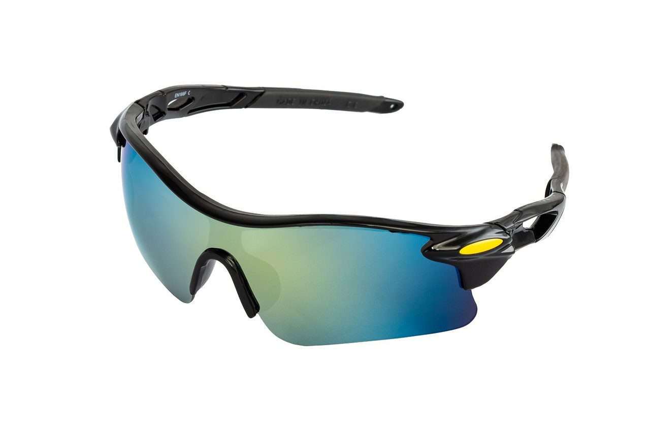 Окуляри відкриті MASTERTOOL SPORTLINE GOLD MIRROR панорамна лінза напівправа протиковзні дужки 82-0012, фото 1