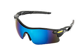 Окуляри відкриті MASTERTOOL SPORTLINE BLUE MIRROR панорамна лінза напівправа протиковзні дужки 82-0011