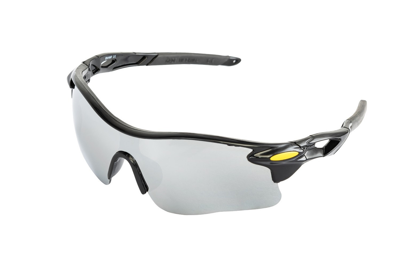 Окуляри відкриті MASTERTOOL SPORTLINE SILVER MIRROR панорамна лінза напівправа протиковзні дужки 82-0013, фото 1