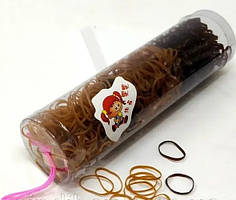 Резинка для волосся силіконова 12мм Коричнева з чорним в колбі