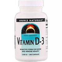 Витамины и минералы Source Naturals Vitamin D3 2000 IU, 200 капсул