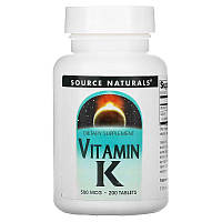 Витамины и минералы Source Naturals Vitamin K 500 mcg, 200 таблеток