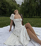 Сукня жіноча літня міді з рукавом ліхтариком і розрізом Плаття модне з квітковим принтом на літо, фото 3