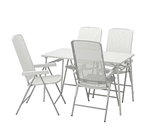 TORPARÖ Стіл+4 лежачий стільці, відкритий, білий/білий/сірий,130 см, 294,948,69