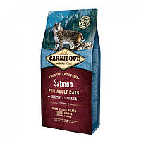 Сухой корм Carnilove Cat Salmon - Sensitive & Long Hair для кошек с чувствительным пищеварением (лосось) 6 кг