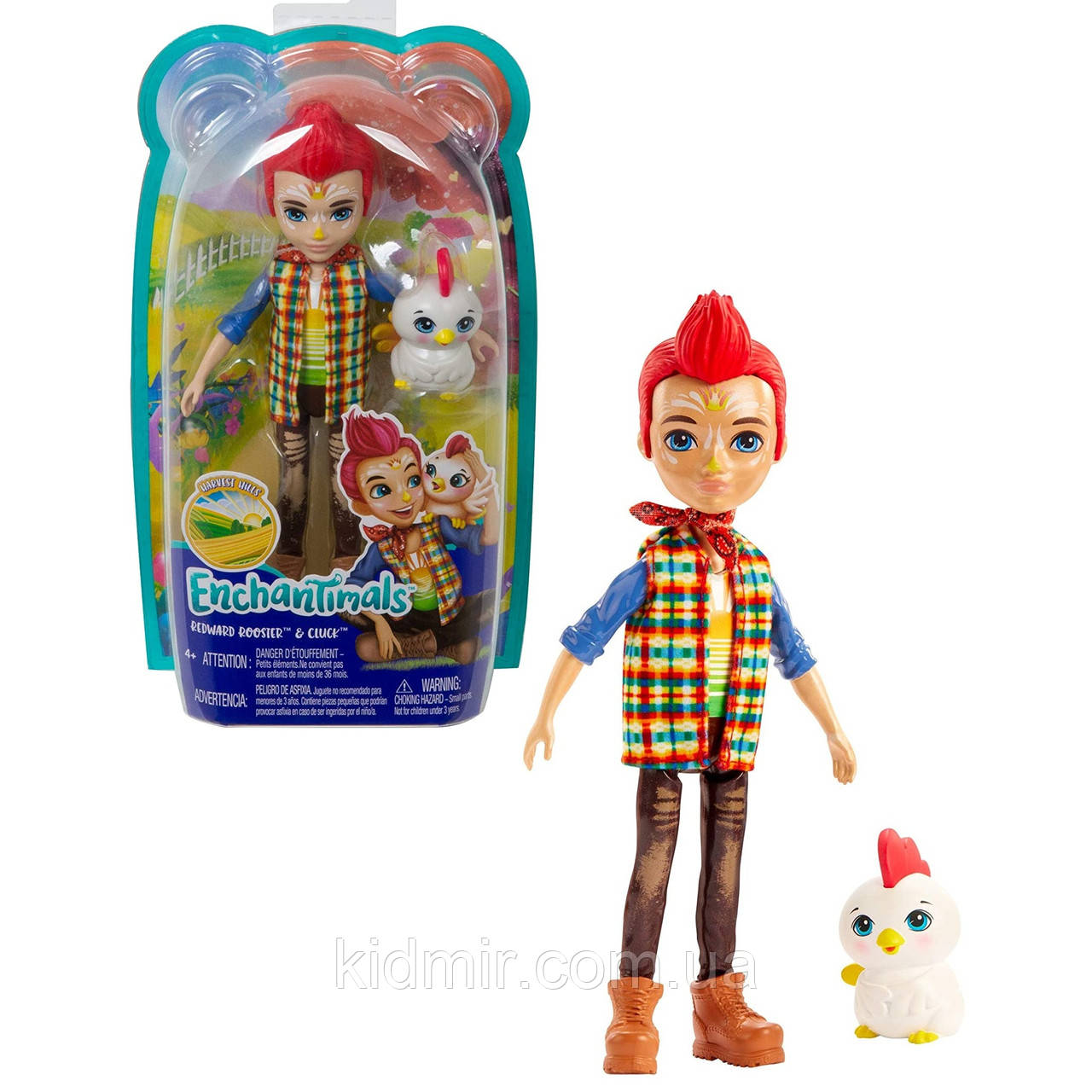 Enchantimals GJX39 Лялька півень Редвард Рустер з вихованцем, фото 1