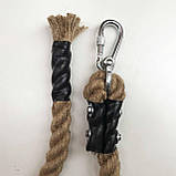 Дитячий навісний набір посилений 3 метри (кільця, канат, сходи) DNNU-3М джутовий, фото 6