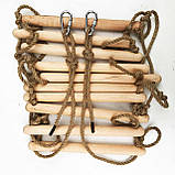 Дитячий навісний набір посилений 3 метри (кільця, канат, сходи) DNNU-3М джутовий, фото 2