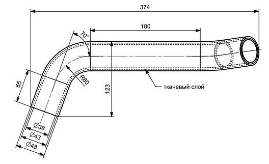 Патрубок радіатора ГАЗЕЛЬ (дв. УМЗ 4216) верхній 32023-1303010, фото 2
