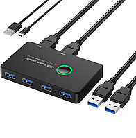 USB 3.0 KVM перемикач Комутатор для 2-кух ПК Switch 4 порти USB