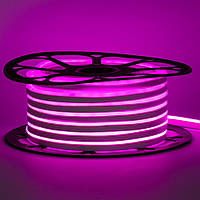 Неоновая лента светодиодная розовая AVT-1 220V smd2835 120LED/м 7Вт/м IP65