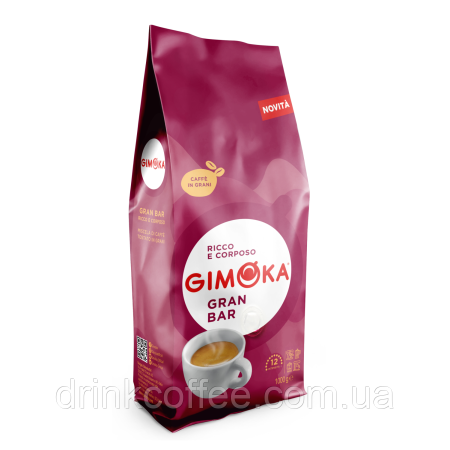 Кава Gimoka Gran Bar 20% Арабіка 80% Робуста Італія зерно 1кг