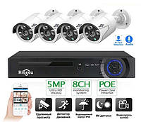 Комплект відеоспостереження 4K Hiseeu POEKIT-4HB615 на 4 POE камери 5MP реєстратор + провода та все для монтажу