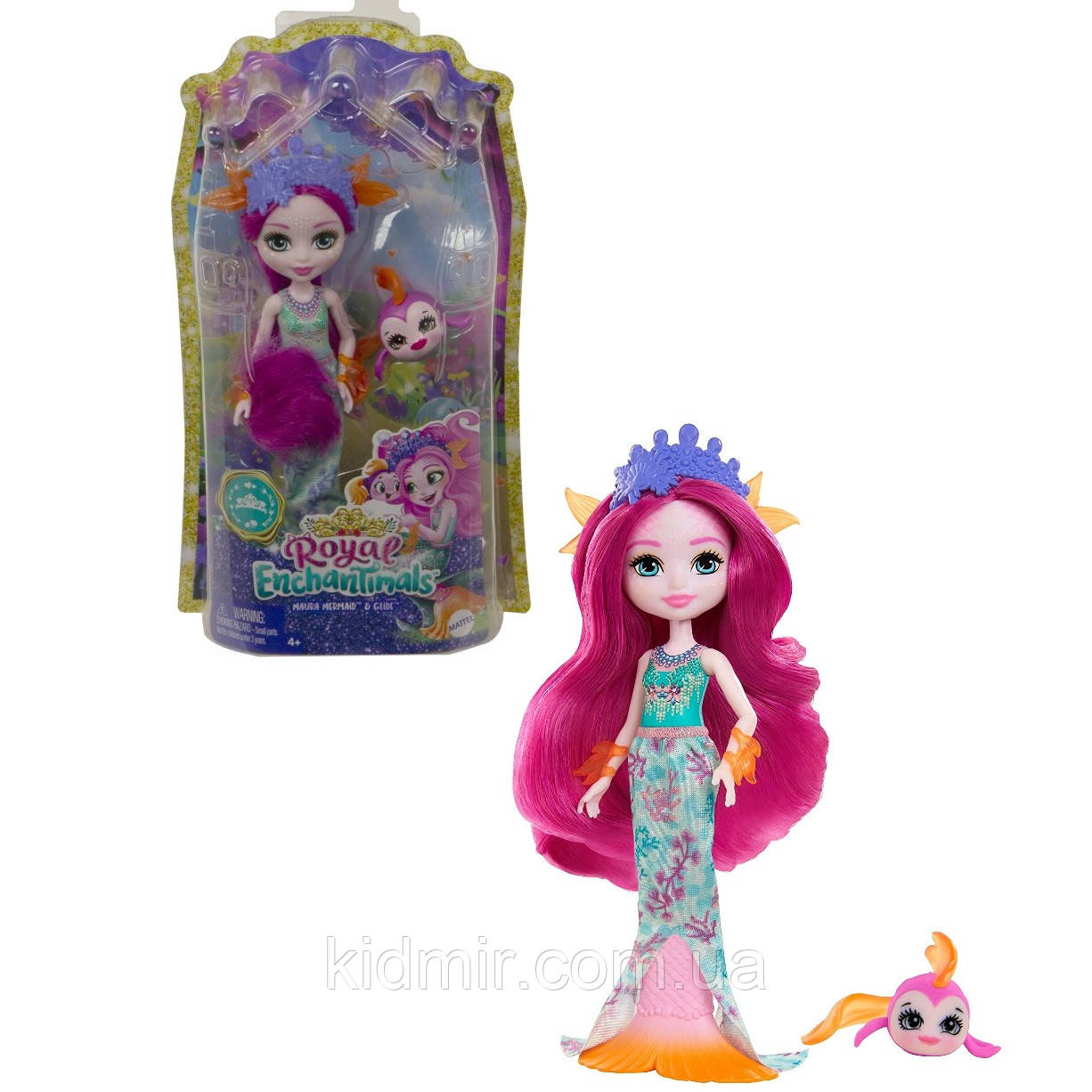 Enchantimals GYJ02 Лялька Русалонька Маура і рибка, фото 1