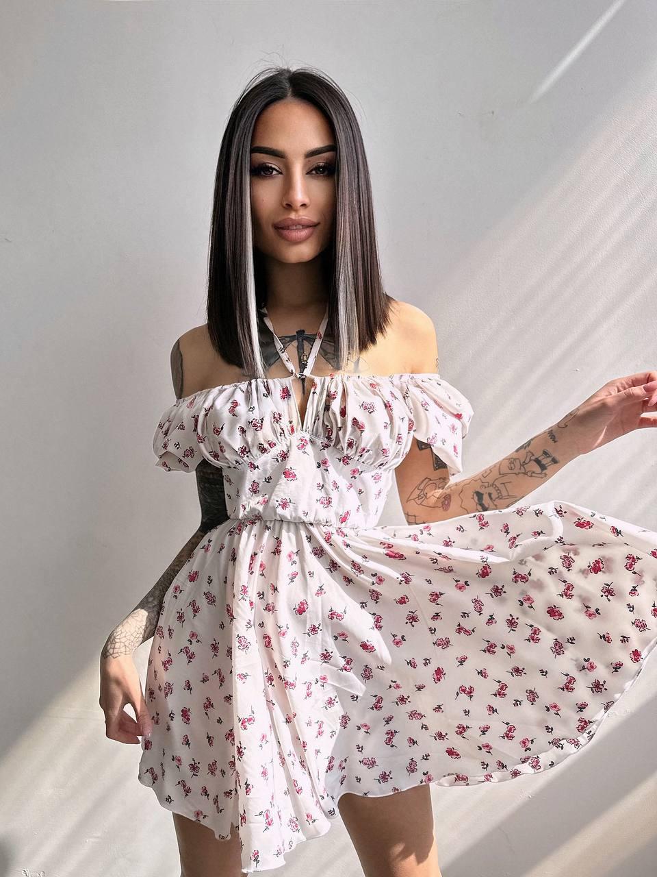 Легка жіноча міні сукня в квітковий принт софт Smb8202