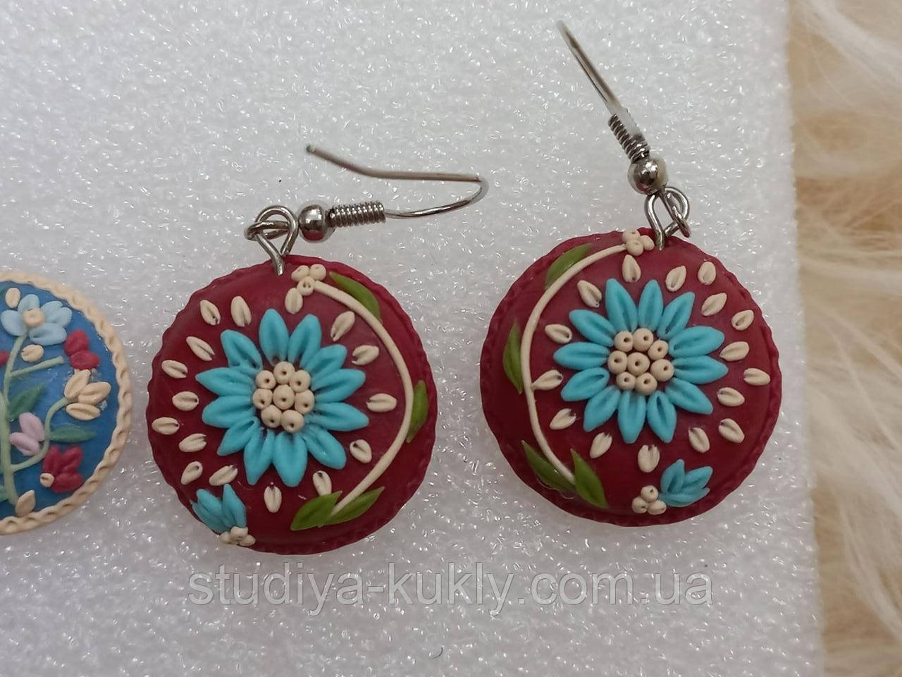 Сережки ручної роботи з холодного фарфору, фото 1