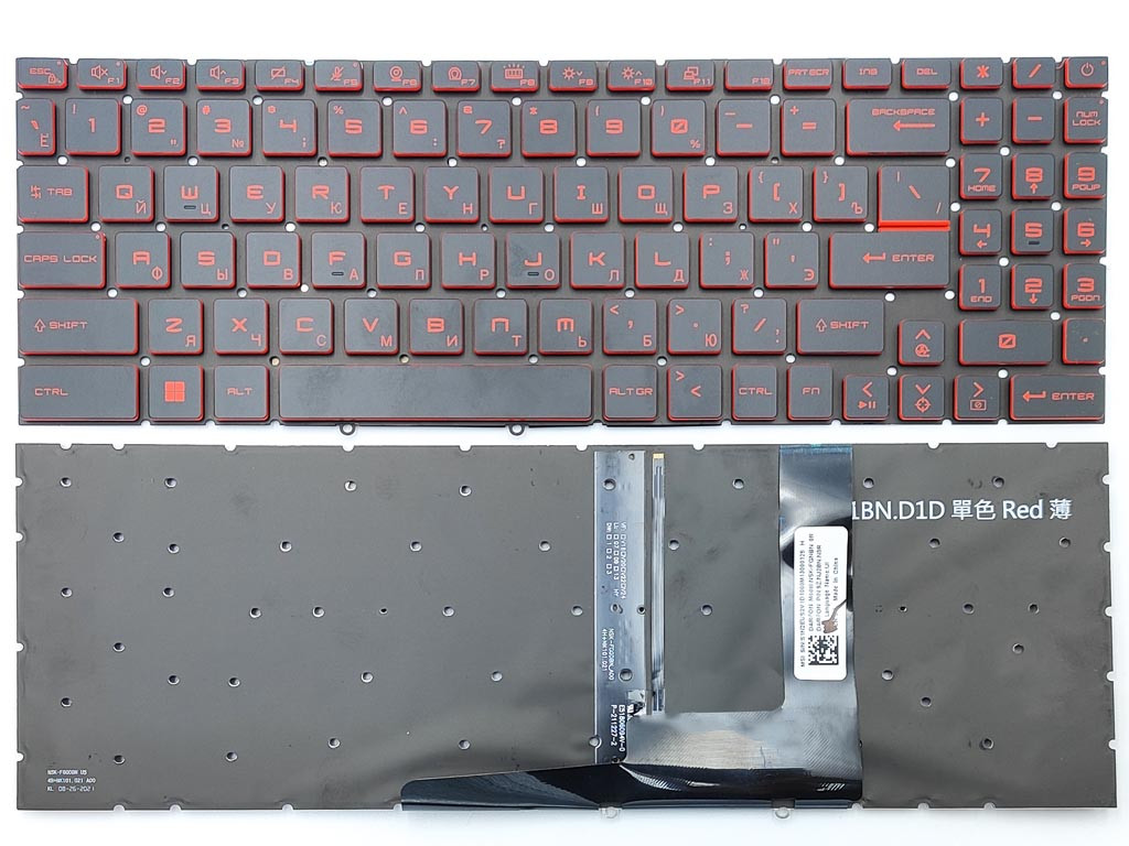 Клавіатура для MSI GF66 MS-1582 GF76 GL76 GL66 MS-17L1 MS-17H3 (RU Black з RED-підсвіткою). Оригінал