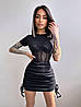 Трендова жіноча міні сукня з корсетом із сітки та регульованою спідницею трикотаж рубчик Smb8203, фото 7