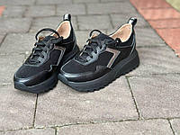 Кросівки чорні з натуральної шкіри для дівчаток 32-38