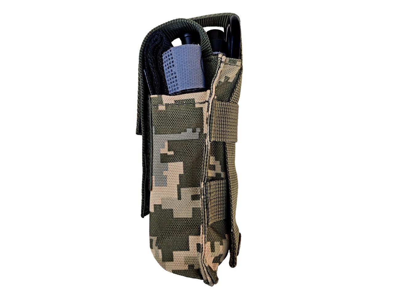 Підсумок тримач для турнікету або фонарика на Моллі з кишенею для ножиць та маркера Піксель ,Мультикам SP, фото 1