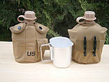 Фляга з кружкою US Вottle 1 л пластикова в чохлі Койот, фото 9